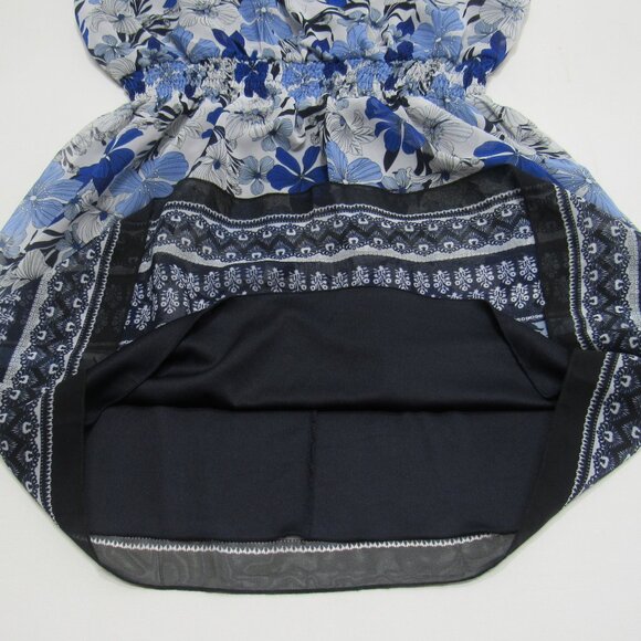 Enfocus Studio Blue/Black Floral Spaghetti Straps Sleeveless Fit Flare Dress - Picture 3 of 7